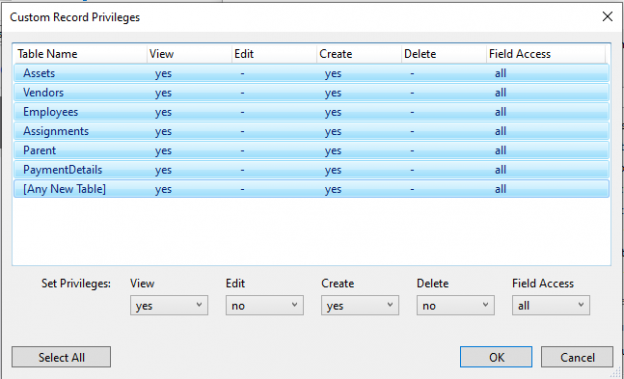 Editing & Restricting record access privileges – FileMaker