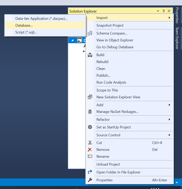 Importing database 