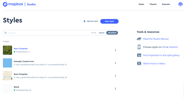Mapbox styles Mapbox styles