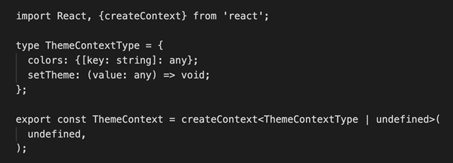 Theme context object Theme context object