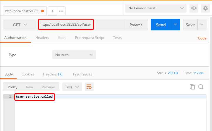 User service output